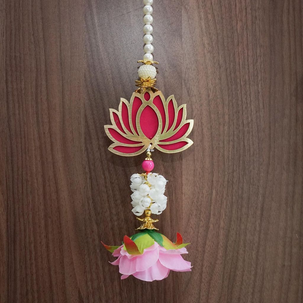 GardenBliss Lotus Latkan Wall Hanging for Main Door | Handmade Lotus Hanging for Door Side (Size - 1 ft)