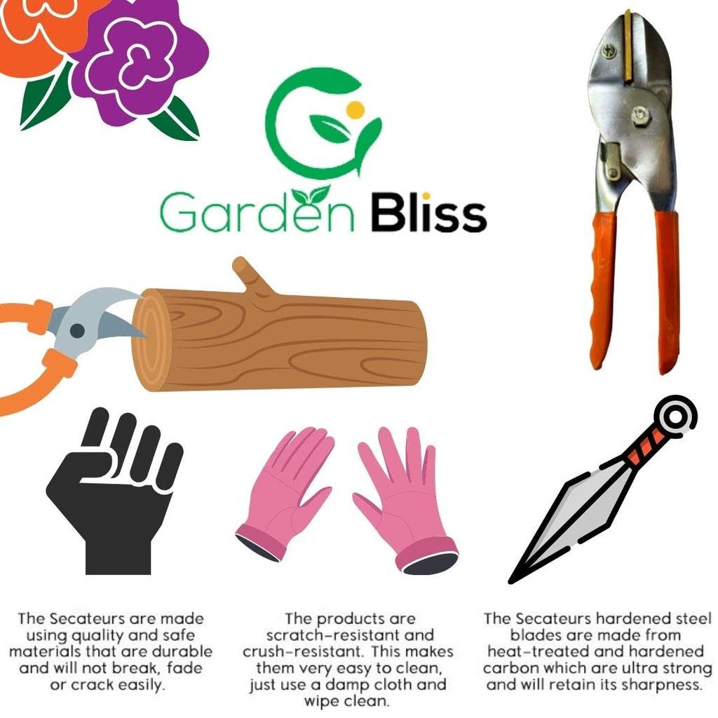 GardenBliss 8 Inch Heavy Duty Plant Cutter For Home Garden Scissors, Plant Branch Cutter For Tree, Pruner Cutter Heavy Duty, Garden Tools For Home Gardening Scissors, Prunning Branch Cutter For Garden