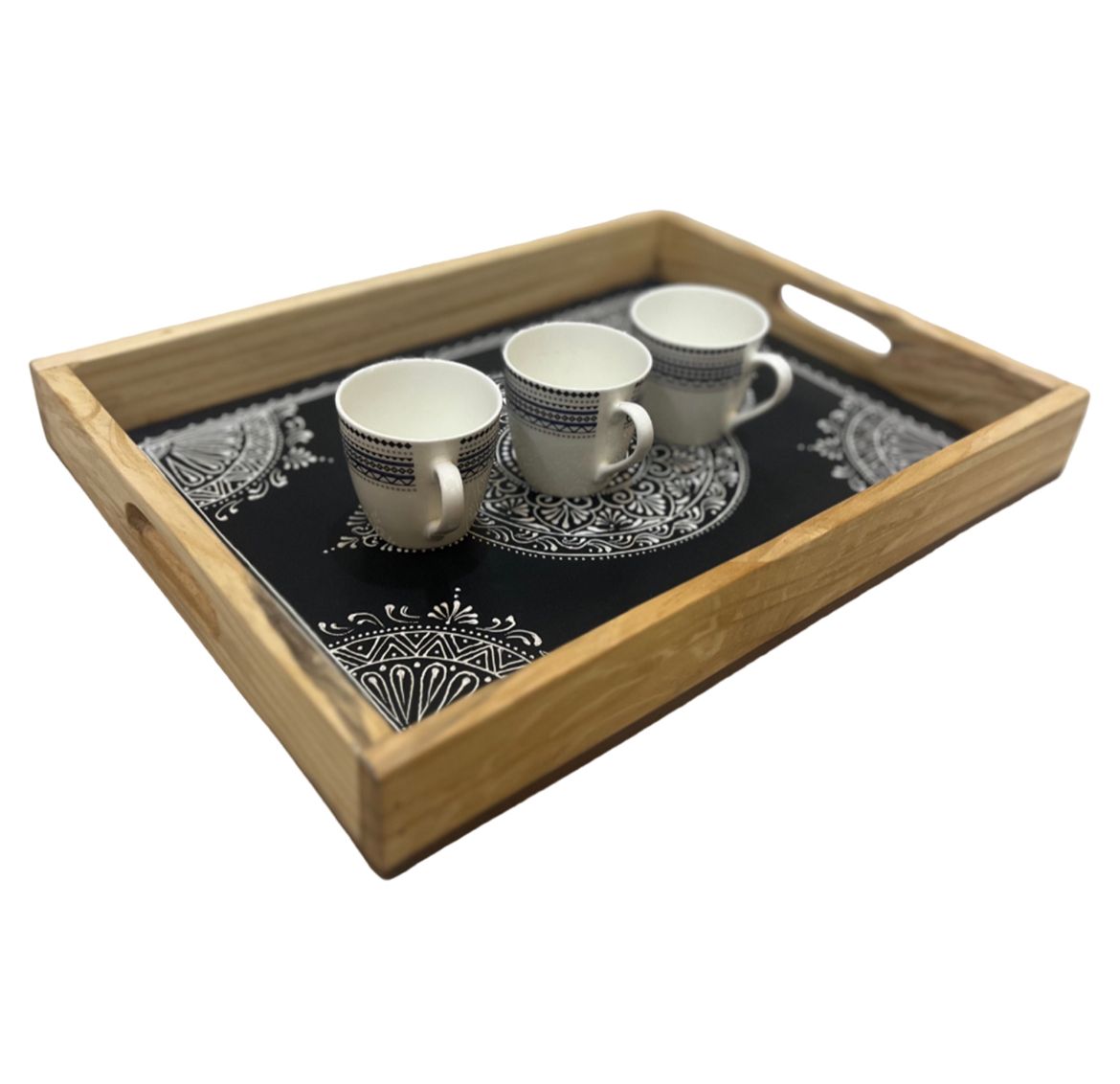 Wooden serving tray/ Pine Wood Handpainted Trays for Your Kitchen and Dinning Decor