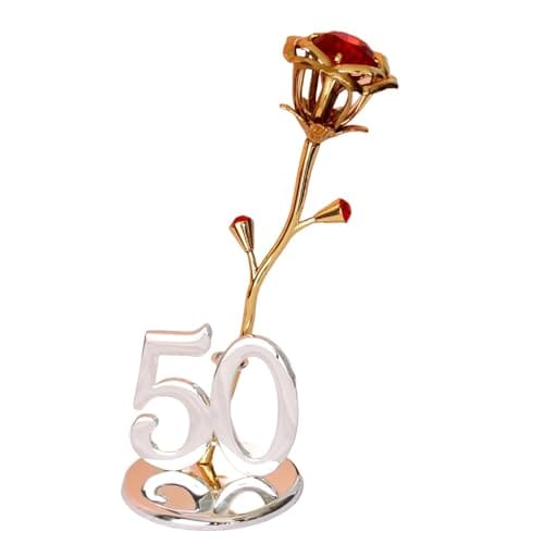 IZZHAAR 50th Anniversary Golden Rose (19x7x6.5cm) Artificial Flower for Decoration, Elegant Gift for Birthday & Special Occassion, Timeless Keepsake Gifts for Spouse, Perfect for Home Decor & Gifting
