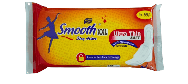 Smooth XXL Ultra Thin Stay Active Soft Sanitary Pads with Wings, 320mm (Pack of 6)
