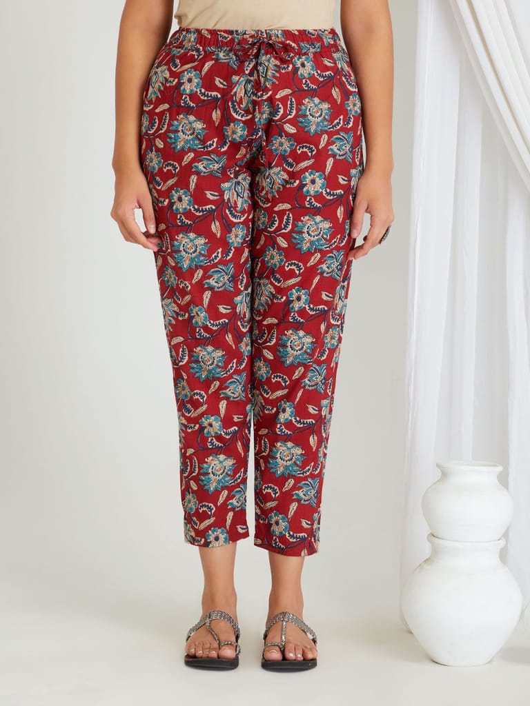 Premium Women BREATHABLES Women Cotton Printed Loungewear Kurta and Pants Co-ord Set 3/4 Sleeve 