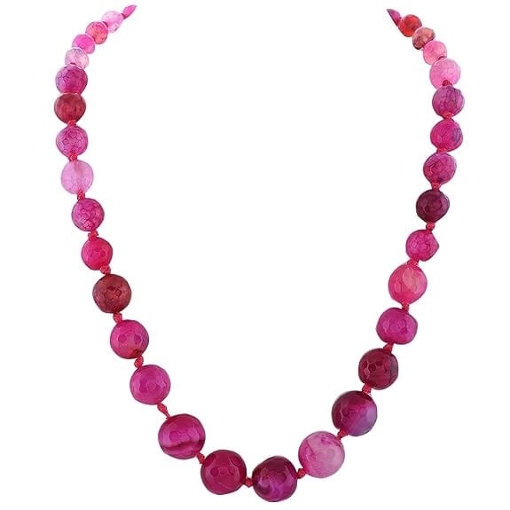  Pink Agate Beaded Necklace