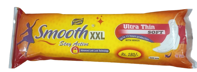  Smooth XXL Ultra Thin Soft Sanitary Pads with Wings - 18 Count