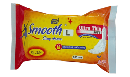 Smooth Ultra Thin Soft Sanitary Pads with Wings L - 240mm, 12 Pcs