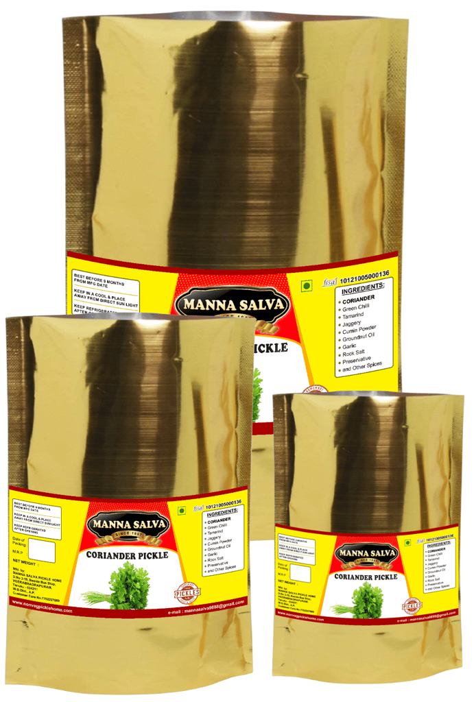 Manna Salva Pickles- Coriander Pickle - Veg Pickle