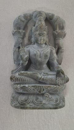  "Exquisite Hand-Carved Stone Sculpture of Hindu Goddess Lakshmi"