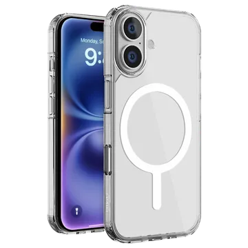 Croma TPU Back Cover with Tempered Glass for Apple iPhone 16 (Magsafe Compatible, Transparent)