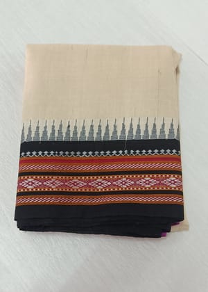 Handloom tussar silk karwathi saree with black and lavender border