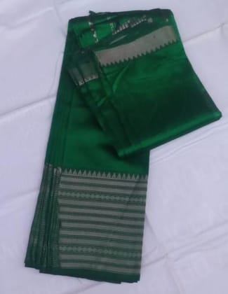 Green Tissue Kanjivaram Silk Saree With Silver Zari Border Green Tissue Kanjivaram Silk Saree With Silver Zari Border