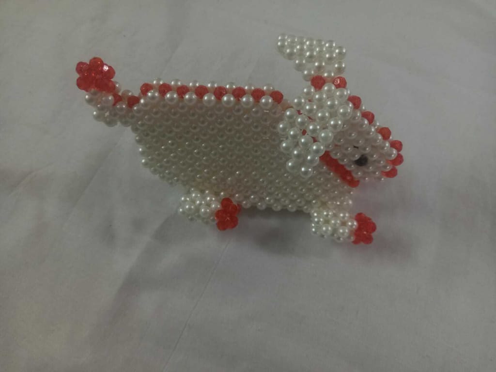 Cute 3D Cartoon Animal Shape Beaded Brooch Pin Badge Handmade Pearl Rabbit Brooch