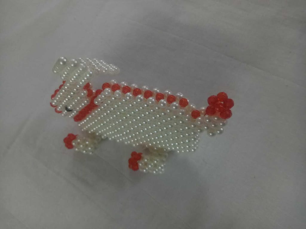 Cute 3D Cartoon Animal Shape Beaded Brooch Pin Badge Handmade Pearl Rabbit Brooch