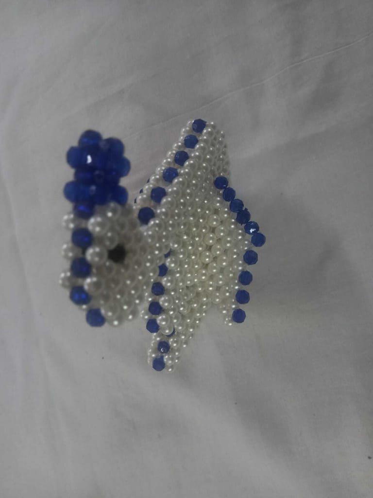  Handmade Beaded Pearl and Blue Crystal Swan Brooch Pin
