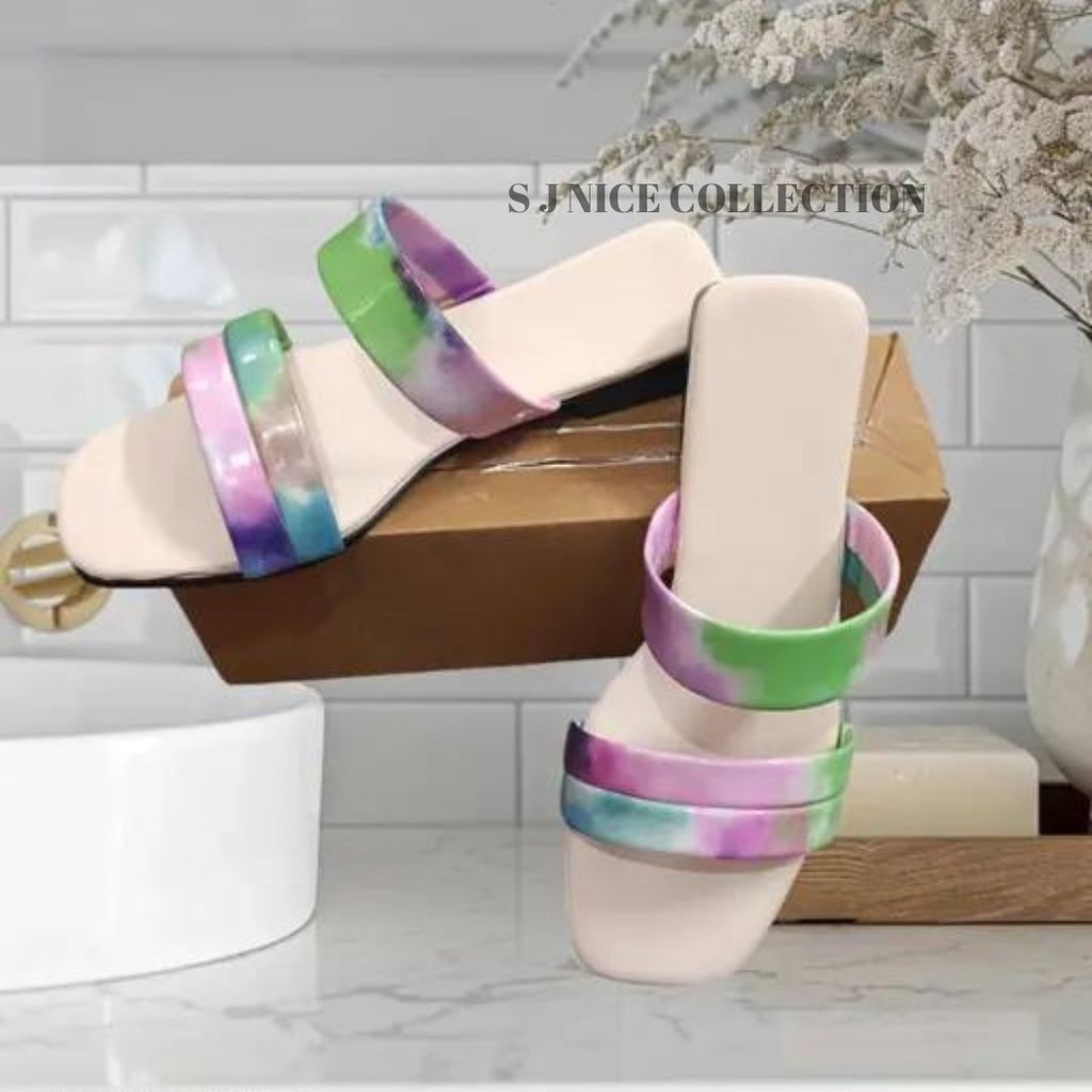 Women's Summer Fashion Colorful Gradient Slippers 1 set (6 pc- IND-4, IND-5, IND-6, IND-7, IND-8, IND-9)