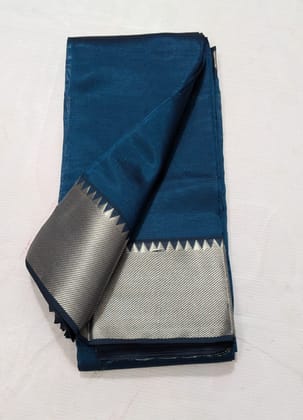 Soft And Silky Blue Saree With Silver Zari Border Soft And Silky Blue Saree With Silver Zari Border