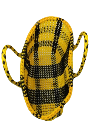 Handwoven Yellow and Black Market Tote Wire Bag