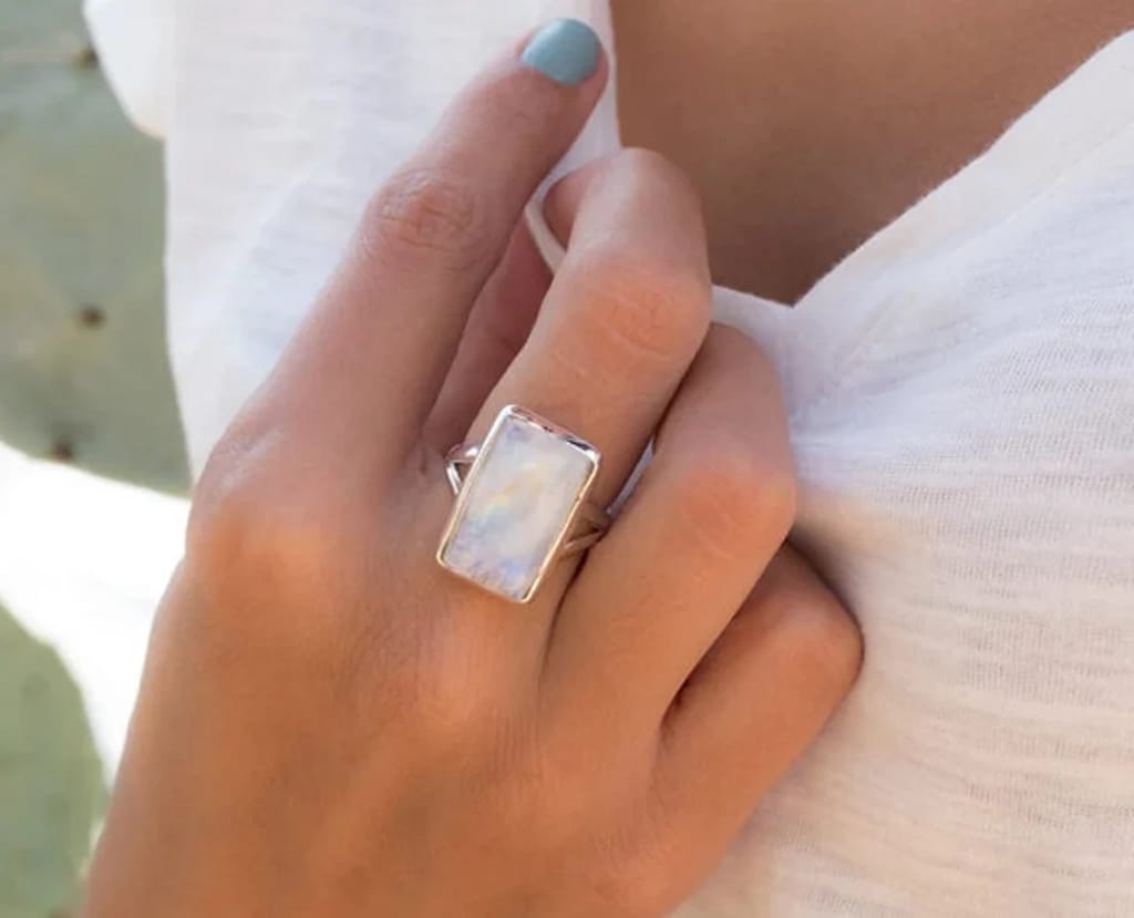 New Women 925 Sterling Silver Ring with Genuine Moonstone 2025 at ShopCircuit | ONDC