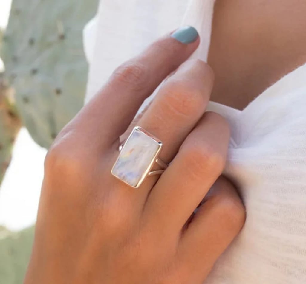New Women 925 Sterling Silver Ring with Genuine Moonstone 2025 at ShopCircuit | ONDC