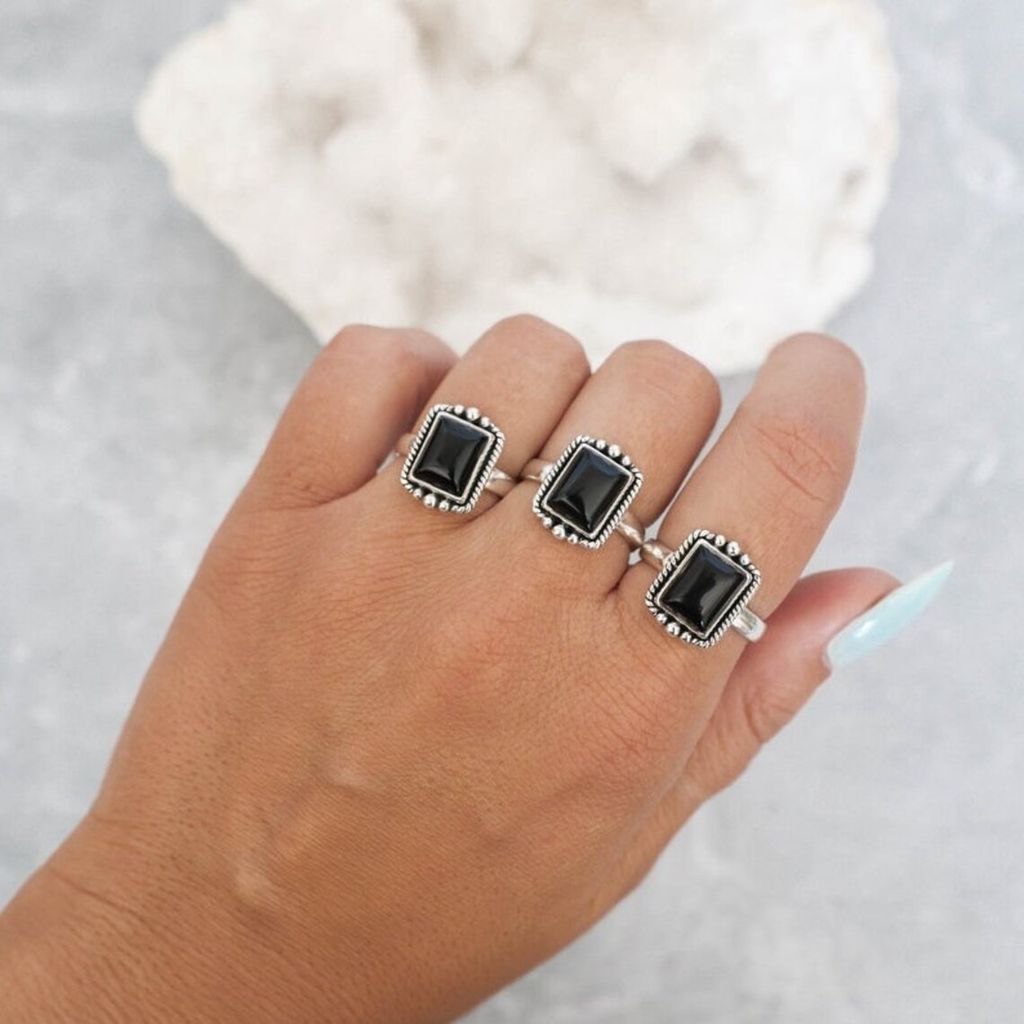 Sophisticated Women Sterling Silver Black Onyx Ring 2025 at ShopCircuit | ONDC