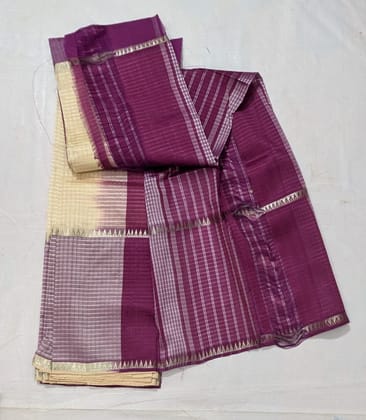  A beautiful and elegant handloom cotton saree with zari border in purple color