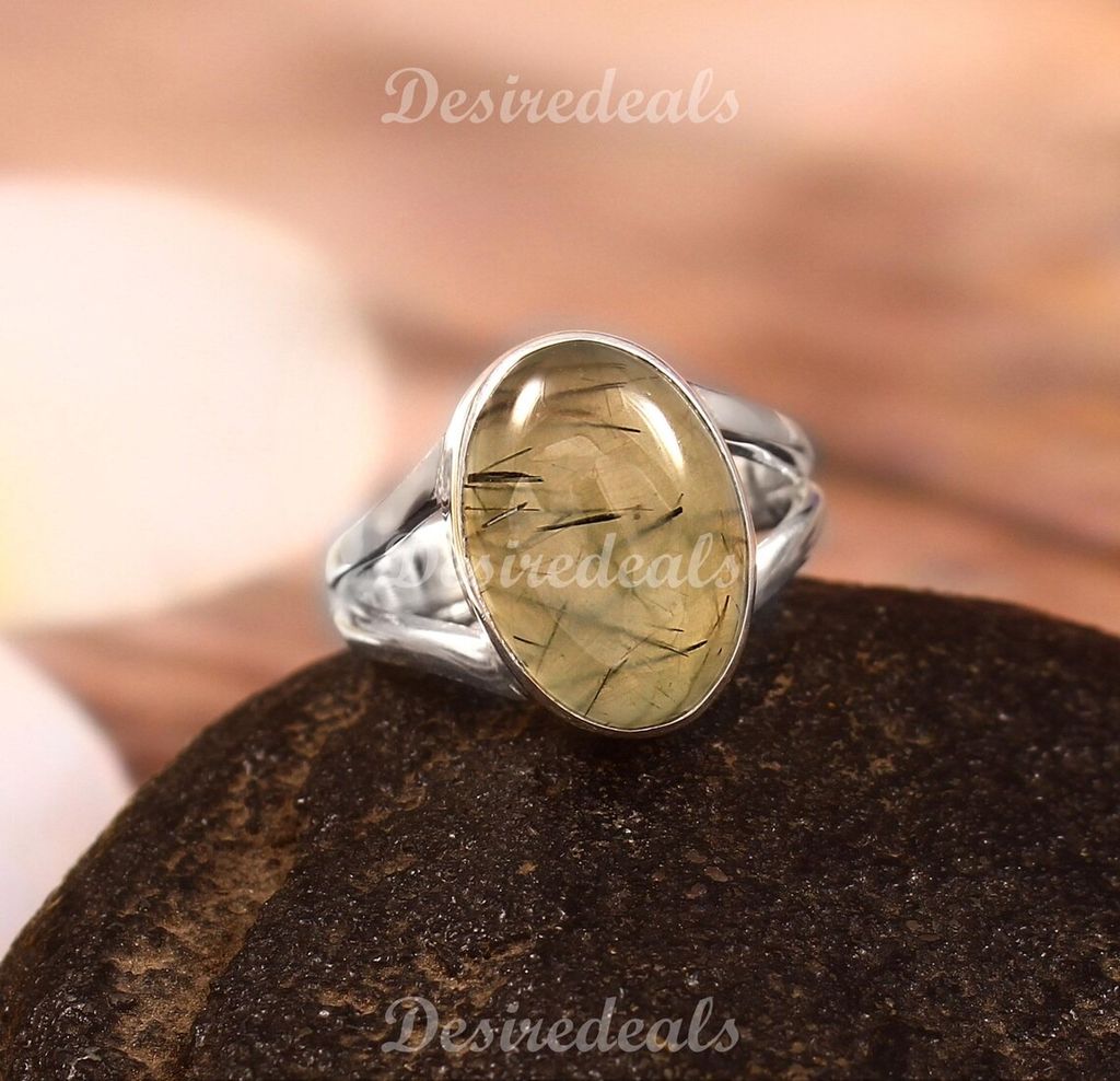 Stylish Women Natural Prehnite Ring, 925 Sterling Silver Ring, Prehnite Gemstone Ring, Handmade 