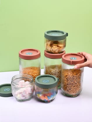 Transparent Glass Storage Jar Set of 6 - Organized Elegance