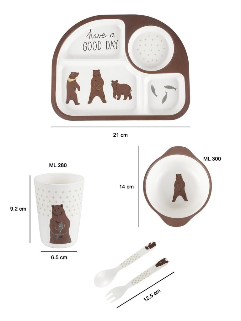 Market99 Children'S Pastel Dinner Set 1 Plate, 1 Bowl, 1 Tumbler, 1 Fork & 1 Spoon