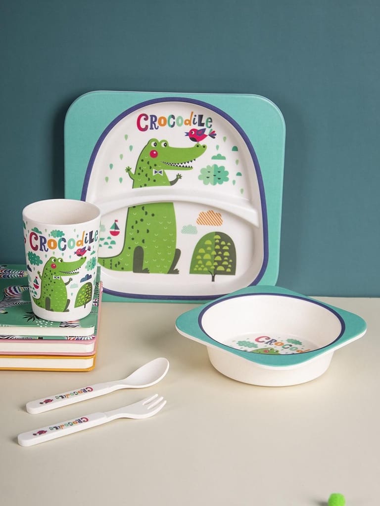 Market99 Children'S Pastel Dinner Set 1 Plate, 1 Bowl, 1 Tumbler, 1 Fork & 1 Spoon