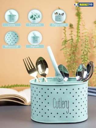Polka Dot Cutlery Holder - Green