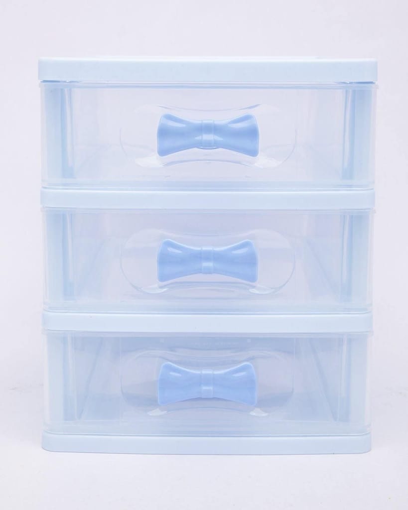 Table Drawer, Modern Design, 3 Layer Drawer, Blue, Plastic