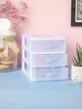 Table Drawer, Modern Design, 3 Layer Drawer, Blue, Plastic