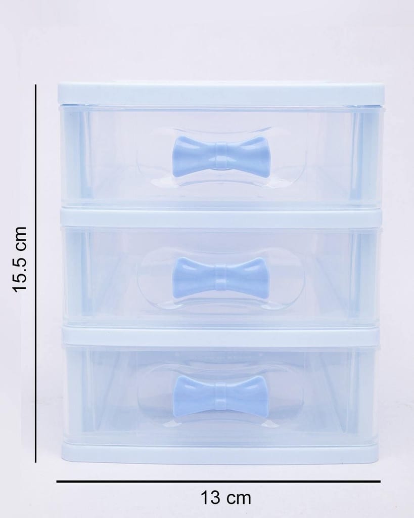 Table Drawer, Modern Design, 3 Layer Drawer, Blue, Plastic