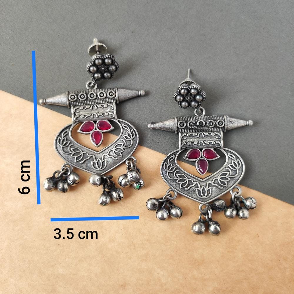 Stylish Women Beautiful Handcrafted Silver Replica Oxidised Chandbali Earrings For Women Ethnic 