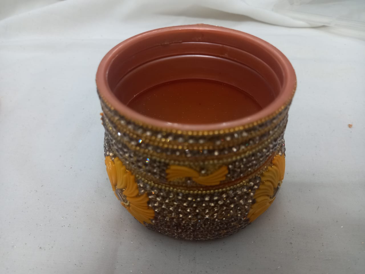  Bridal Chura Set for Women, Golden and Orange, 2 Piece