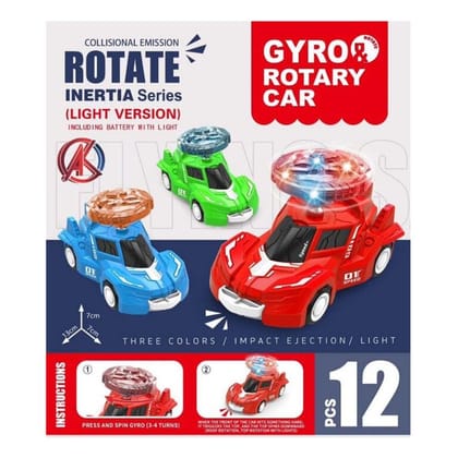  12 Pack Gyro Rotary Friction Powered Car Toy Vehicle Playset for Kids