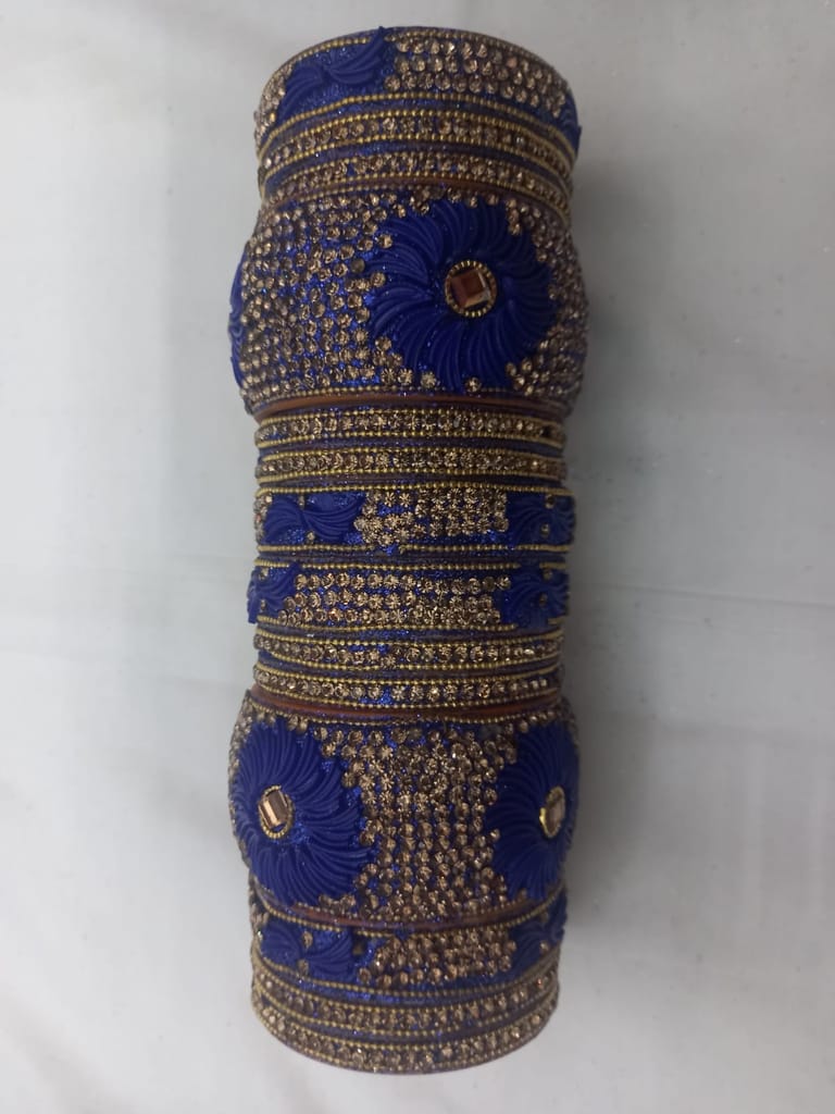 Blue and Gold Kundan Bangles