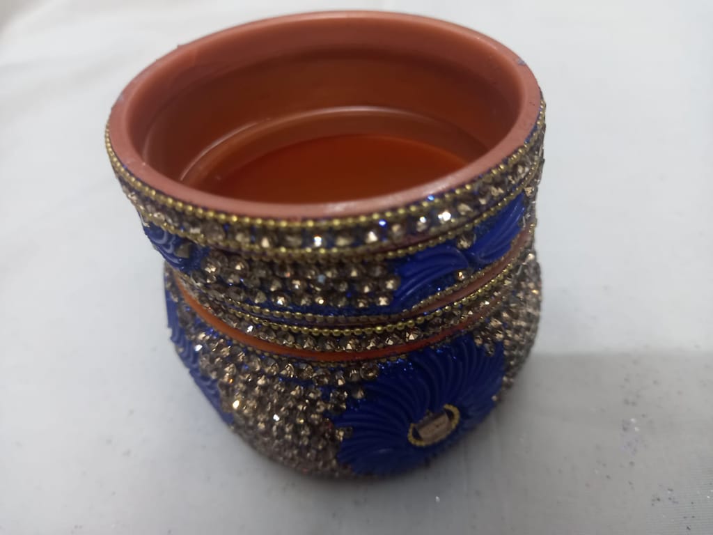 Blue and Gold Kundan Bangles