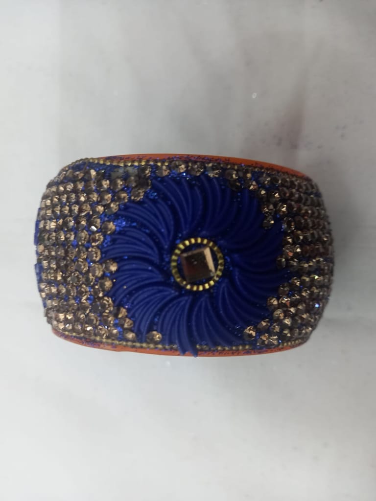 Blue and Gold Kundan Bangles