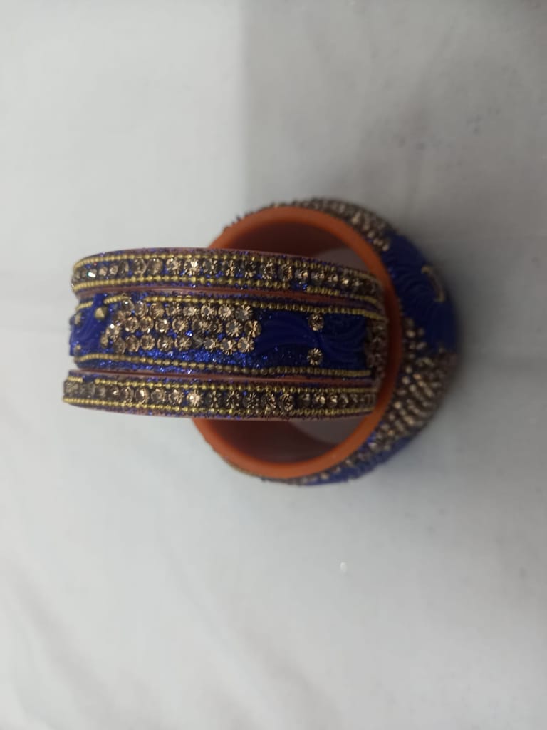 Blue and Gold Kundan Bangles