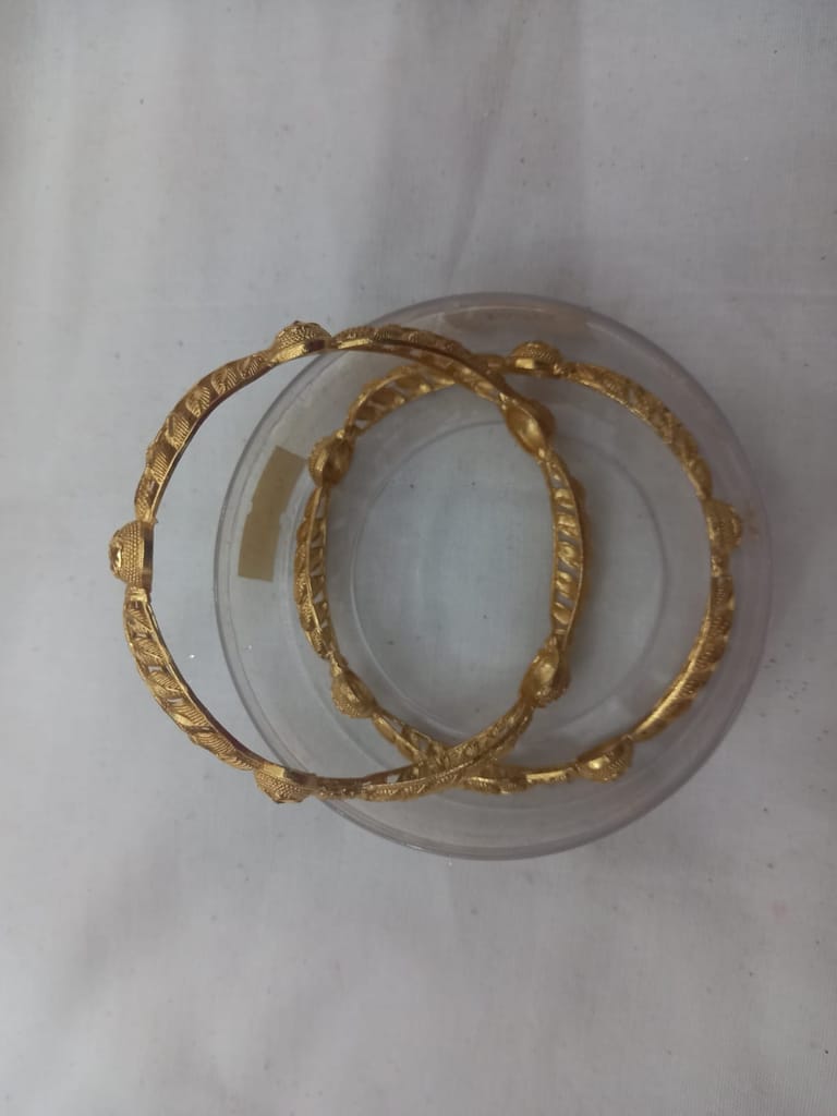 Yellow Gold Bangles with Floral Design-2
