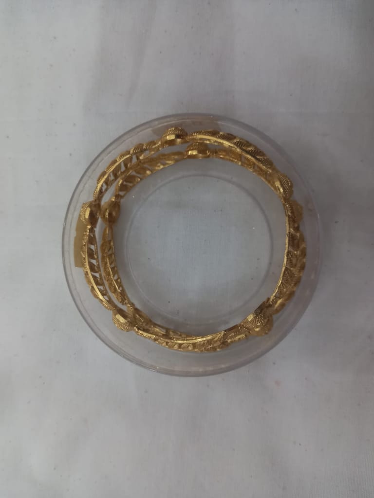 Yellow Gold Bangles with Floral Design-2