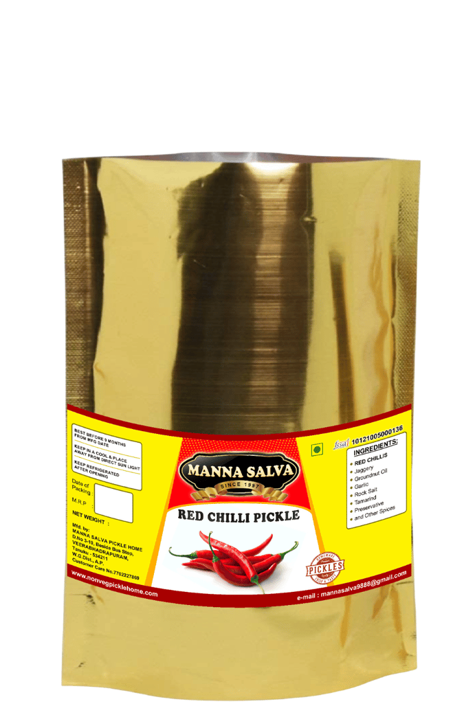 Manna Salva Pickles- Red Chilli Pickle - Veg Pickle