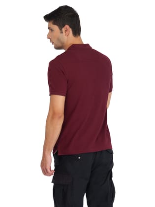 Solid Polo Shirt-POMEGRANATE