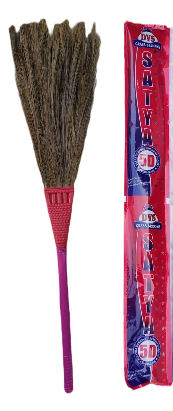 "Grass Broom - Most Suitable for Sweeping Large Areas with Unique Acupressure Handle for Less Strain"