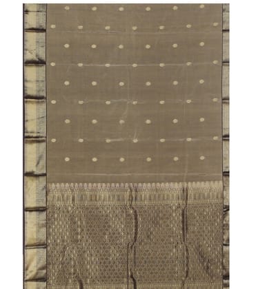 Brown Tissue Silk Saree With Golden Zari Border Brown Tissue Silk Saree With Golden Zari Border