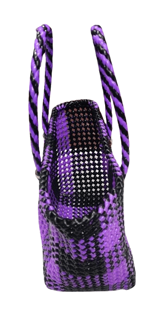 Purple and Black Checkered Handbag / Market Bag