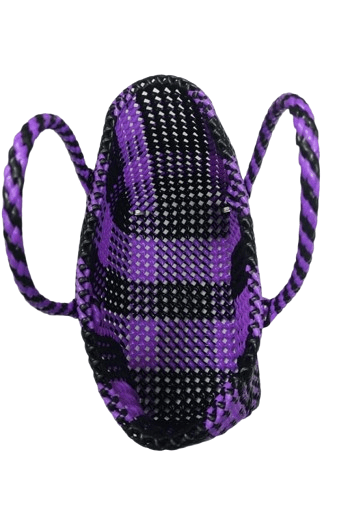 Purple and Black Checkered Handbag / Market Bag