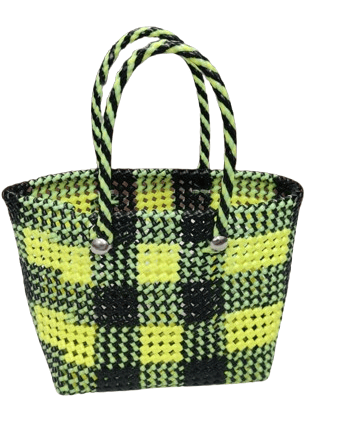 Medium Size Yellow and Black Checkered Tote Bag /Market Bag For Grocery And MultiPurpose Use
