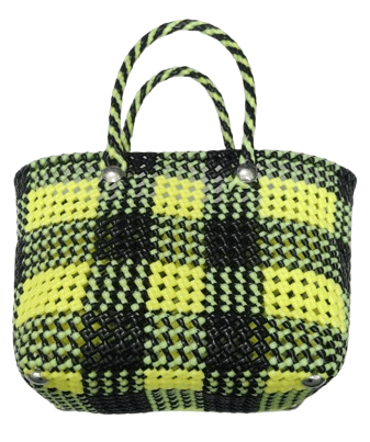 Medium Size Yellow and Black Checkered Tote Bag /Market Bag For Grocery And MultiPurpose Use