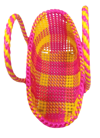 Handwoven Medium Size Market/Tote Bag with Checkered Pattern